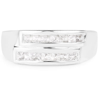 0.70 Carat Genuine White Sapphire .925 Sterling Silver Ring