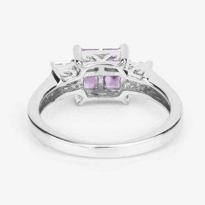 0.96 Carat Genuine Pink Sapphire  .925 Sterling Silver Ring