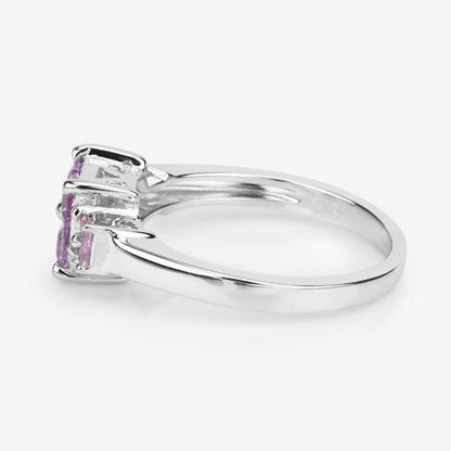 0.96 Carat Genuine Pink Sapphire  .925 Sterling Silver Ring