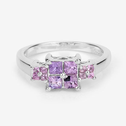 0.96 Carat Genuine Pink Sapphire  .925 Sterling Silver Ring