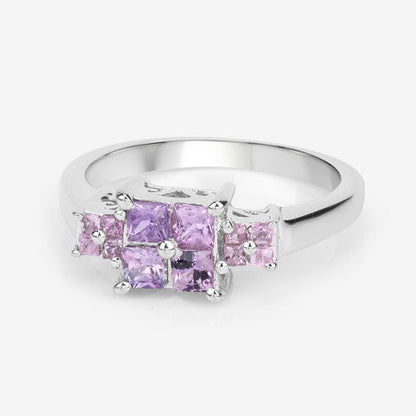 0.96 Carat Genuine Pink Sapphire  .925 Sterling Silver Ring