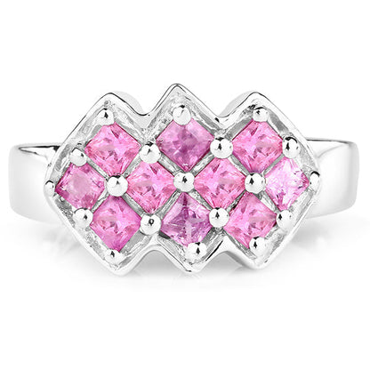 1.20 Carat Genuine Pink Sapphire .925 Sterling Silver Ring