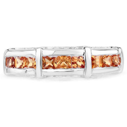 1.08 Carat Genuine Orange Sapphire .925 Sterling Silver Ring