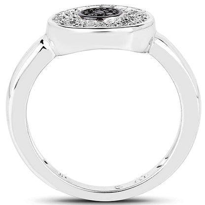 0.20 Carat Genuine Black Diamond and White Diamond .925 Sterling Silver Ring