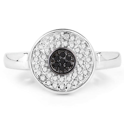 0.20 Carat Genuine Black Diamond and White Diamond .925 Sterling Silver Ring
