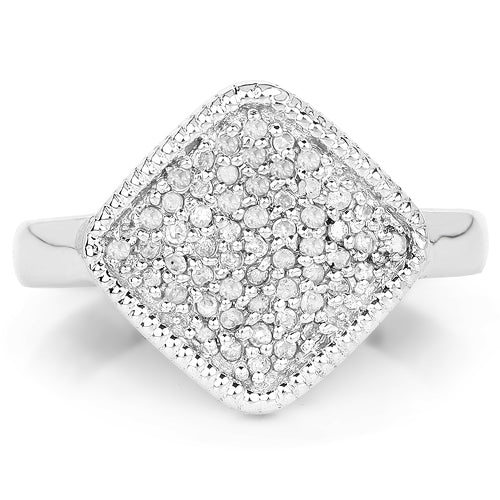 0.23 Carat Genuine White Diamond .925 Sterling Silver Ring