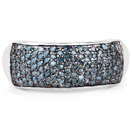 0.42 Carat Genuine Blue Diamond .925 Sterling Silver Ring