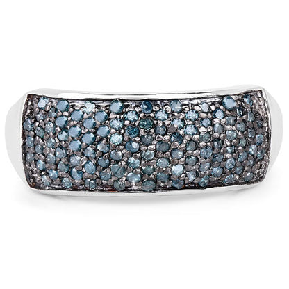 0.42 Carat Genuine Blue Diamond .925 Sterling Silver Ring