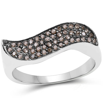 0.21 Carat Genuine Champagne Diamond .925 Sterling Silver Ring