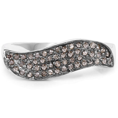 0.21 Carat Genuine Champagne Diamond .925 Sterling Silver Ring