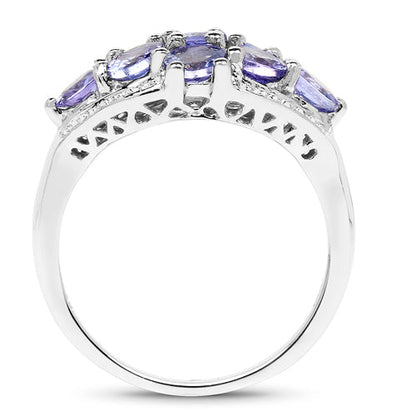 2.07 Carat Genuine Tanzanite .925 Sterling Silver Ring