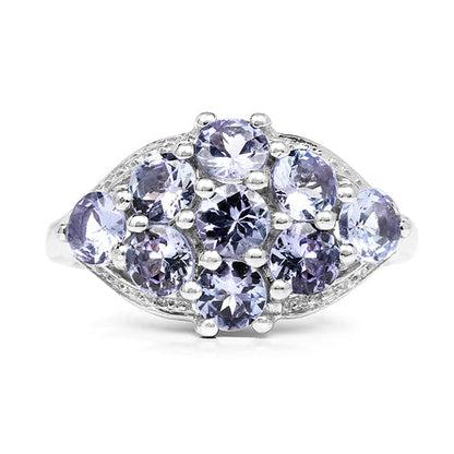 2.07 Carat Genuine Tanzanite .925 Sterling Silver Ring