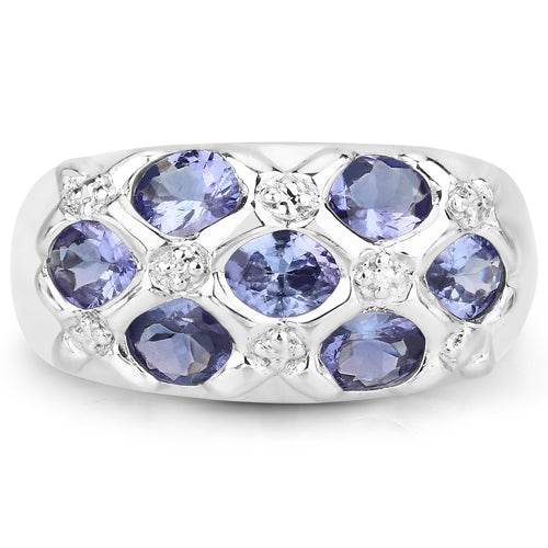 2.31 Carat Genuine Tanzanite .925 Sterling Silver Ring