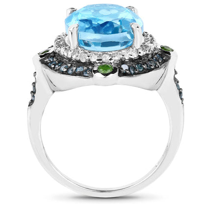 5.84 Carat Genuine Multi Stones .925 Sterling Silver Ring
