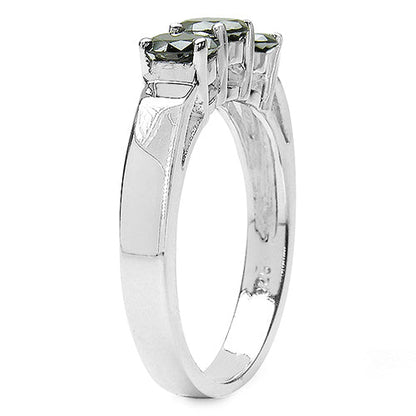 0.99 Carat Genuine Black Diamond .925 Sterling Silver Ring