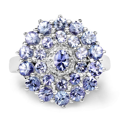 2.27 Carat Genuine Tanzanite .925 Sterling Silver Ring