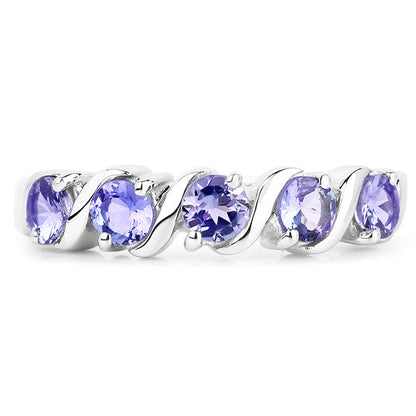 1.15 Carat Genuine Tanzanite .925 Sterling Silver Ring