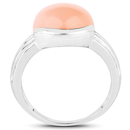 6.00 Carat Genuine Peach Moonstone .925 Sterling Silver Ring