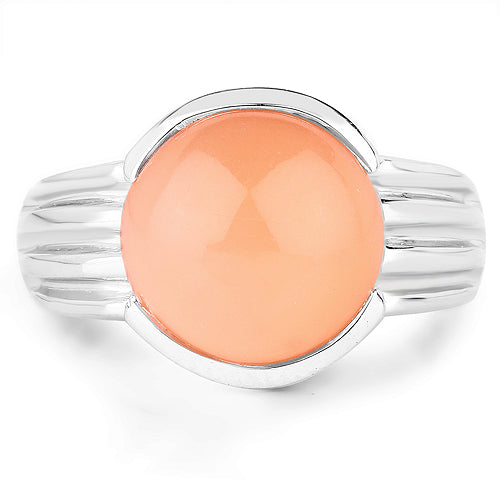 6.00 Carat Genuine Peach Moonstone .925 Sterling Silver Ring