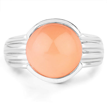 6.00 Carat Genuine Peach Moonstone .925 Sterling Silver Ring