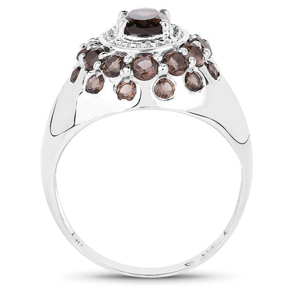 1.90 Carat Genuine Smoky Quartz .925 Sterling Silver Ring