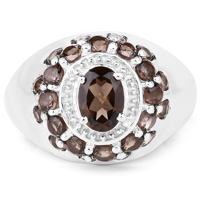 1.90 Carat Genuine Smoky Quartz .925 Sterling Silver Ring