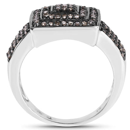 0.42 Carat Genuine Champagne Diamond .925 Sterling Silver Ring