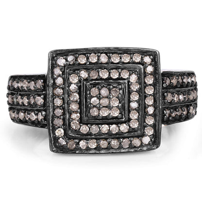 0.42 Carat Genuine Champagne Diamond .925 Sterling Silver Ring