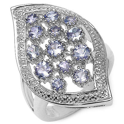 1.47 Carat Genuine Tanzanite .925 Sterling Silver Ring