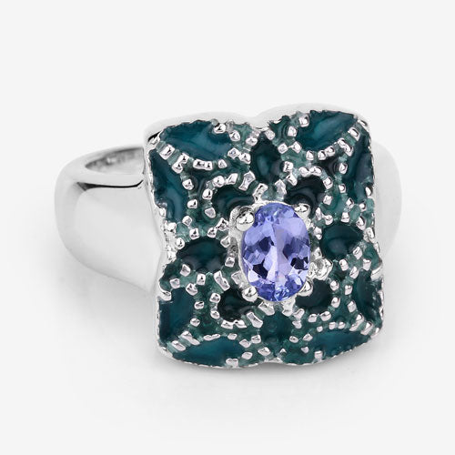 0.44 Carat Genuine Tanzanite .925 Sterling Silver Ring
