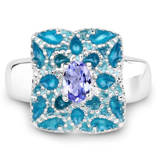 0.44 Carat Genuine Tanzanite .925 Sterling Silver Ring
