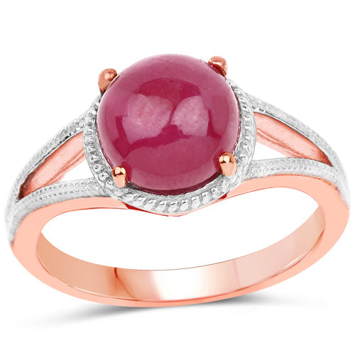 14K Rose Gold Plated 5.05 Carat Glass Filled Ruby .925 Sterling Silver Ring