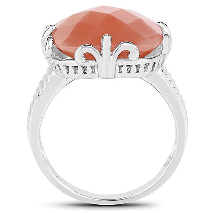 12.75 Carat Genuine Peach Moonstone .925 Sterling Silver Ring