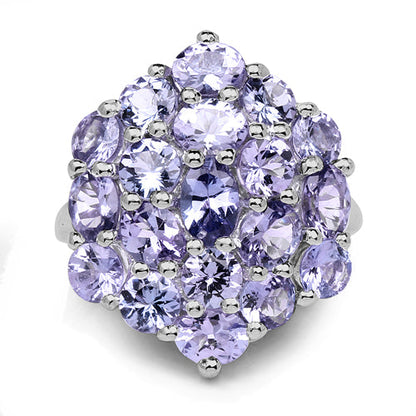 5.28 Carat Genuine Tanzanite .925 Sterling Silver Ring