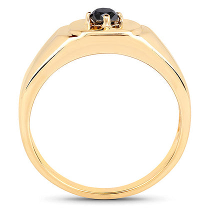 14K Yellow Gold Plated 0.20 Carat Genuine Black Diamond .925 Sterling Silver Ring