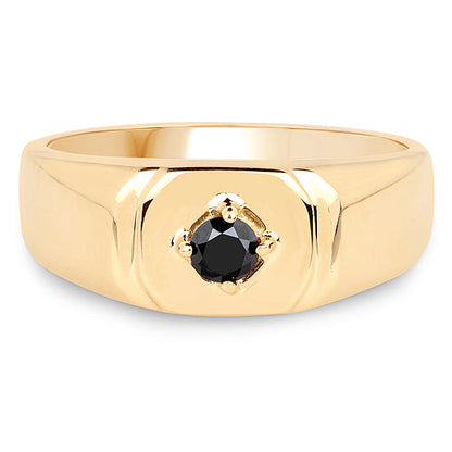 14K Yellow Gold Plated 0.20 Carat Genuine Black Diamond .925 Sterling Silver Ring