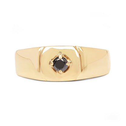 14K Yellow Gold Plated 0.20 Carat Genuine Black Diamond .925 Sterling Silver Ring