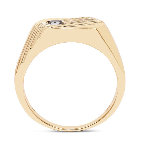 14K Yellow Gold Plated 0.12 Carat Genuine Black Diamond .925 Sterling Silver Ring
