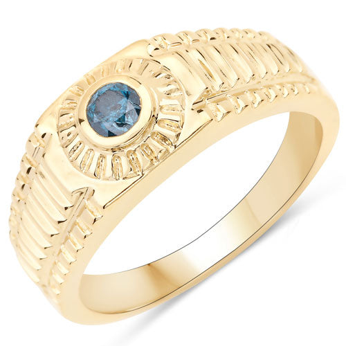 0.20 Carat Genuine Blue Diamond .925 Sterling Silver Ring