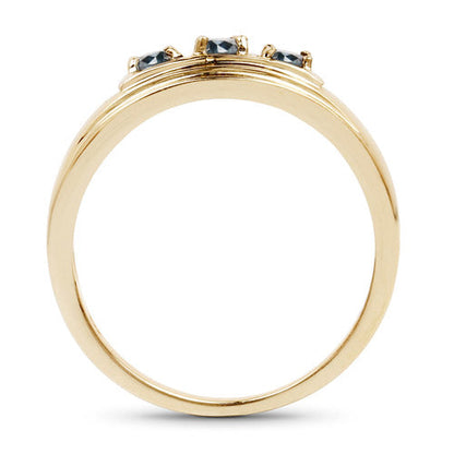 14K Yellow Gold Plated 0.33 Carat Genuine Blue Diamond .925 Sterling Silver Ring