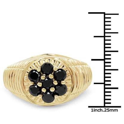 14K Yellow Gold Plated 1.40 Carat Genuine Black Diamond .925 Sterling Silver Ring