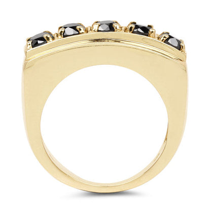 14K Yellow Gold Plated 1.25 Carat Genuine Black Diamond .925 Sterling Silver Ring