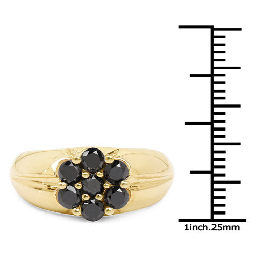 14K Yellow Gold Plated 0.91 Carat Genuine Black Diamond .925 Sterling Silver Ring