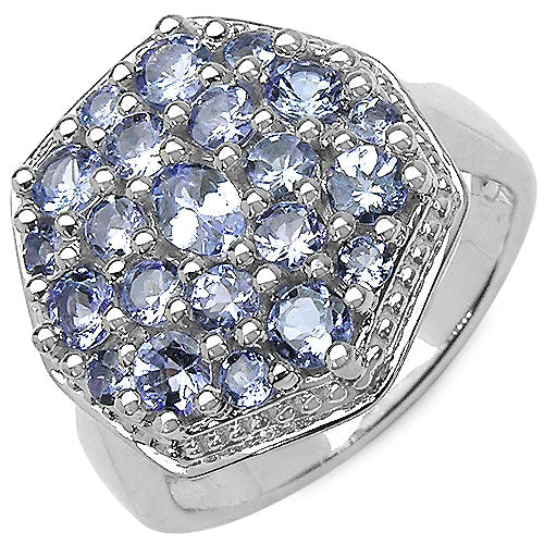 1.61 Carat Genuine Tanzanite .925 Sterling Silver Ring