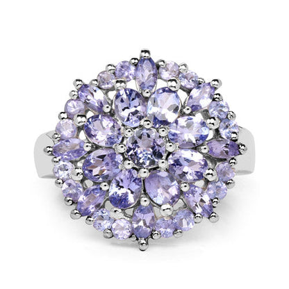 2.79 Carat Genuine Tanzanite .925 Sterling Silver Ring