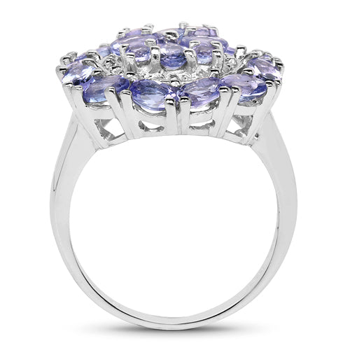 2.92 Carat Genuine Tanzanite .925 Sterling Silver Ring