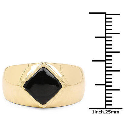 14K Yellow Gold Plated 2.00 Carat Genuine Black Onyx .925 Sterling Silver Ring