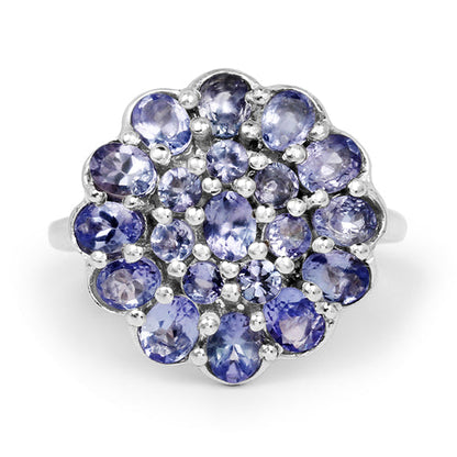 2.70 Carat Genuine Tanzanite .925 Sterling Silver Ring