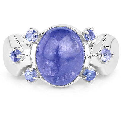 3.76 Carat Genuine Tanzanite .925 Sterling Silver Ring