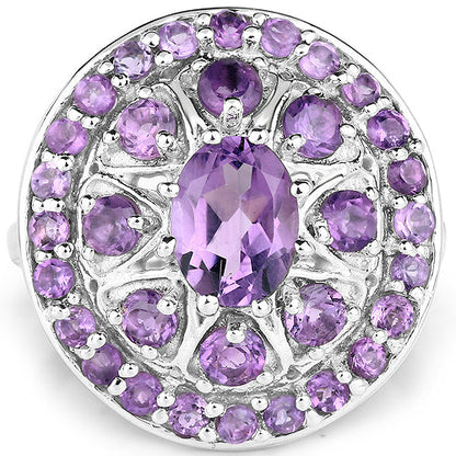 2.67 Carat Genuine Amethyst .925 Sterling Silver Ring